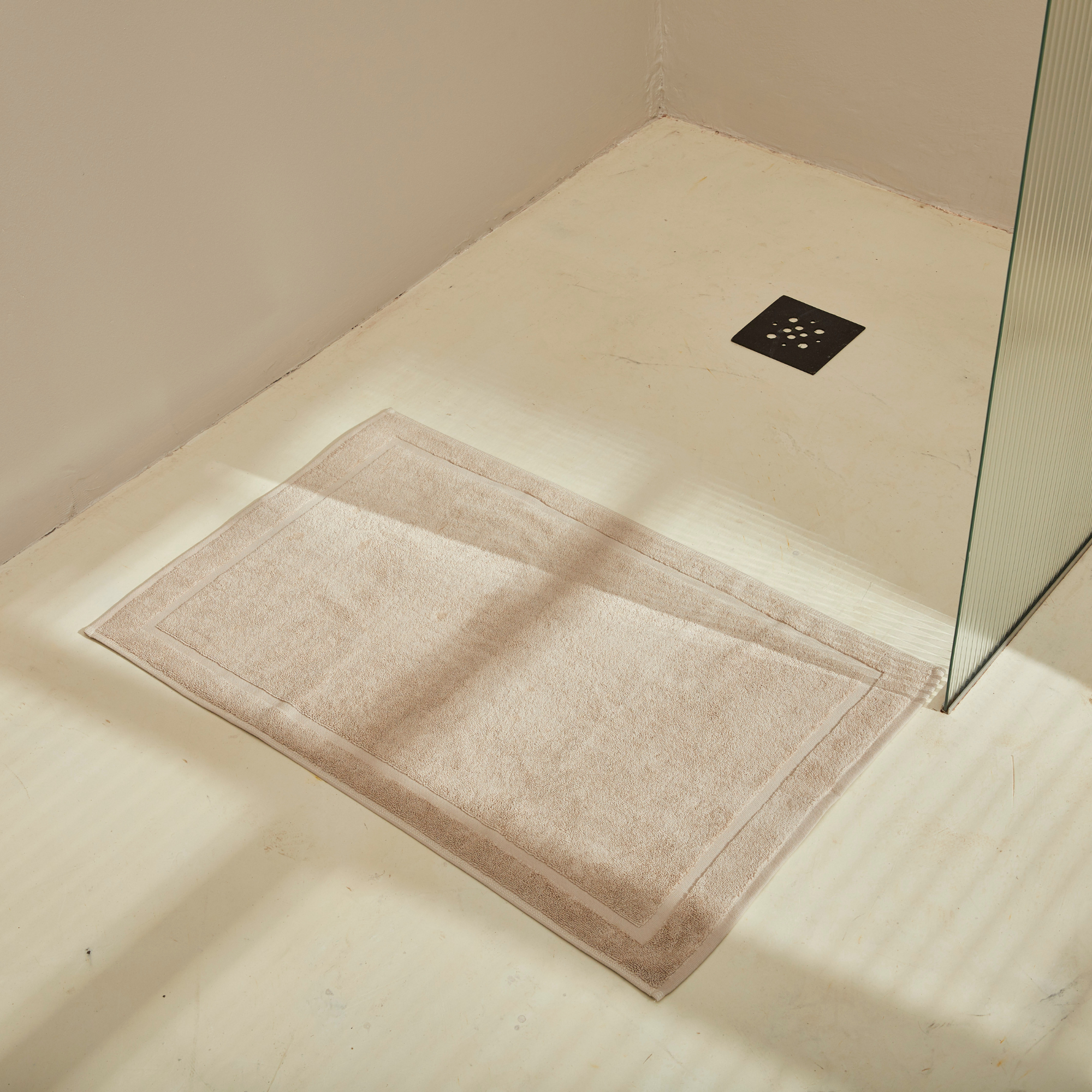 Natural Plush Bath Mat On Floor